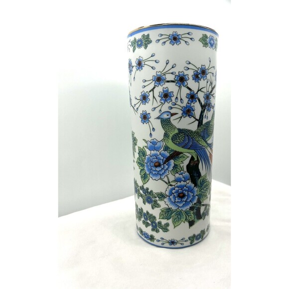 Vintage Asian Floral Bird Decor Gold Trim‎ Vase 10" GAR-G-650 - Picture 2 of 11